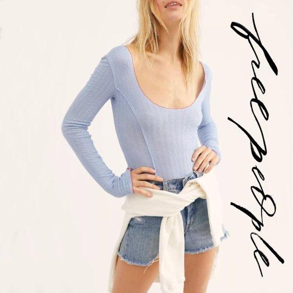 Free People Tops - Free People The Nikita Bodysuit Lou Blue Small NEW